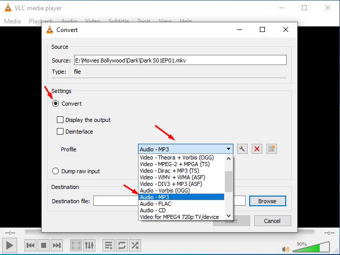 "Audio – MP3" را انتخاب کنید