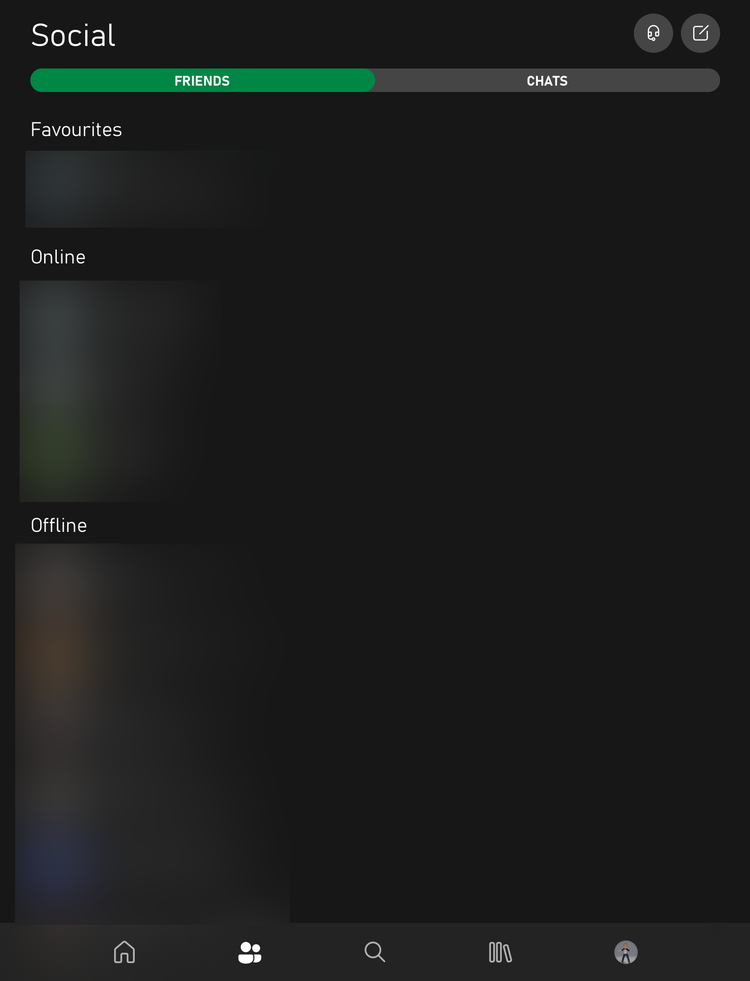 لیست دوستان iOS برنامه Xbox