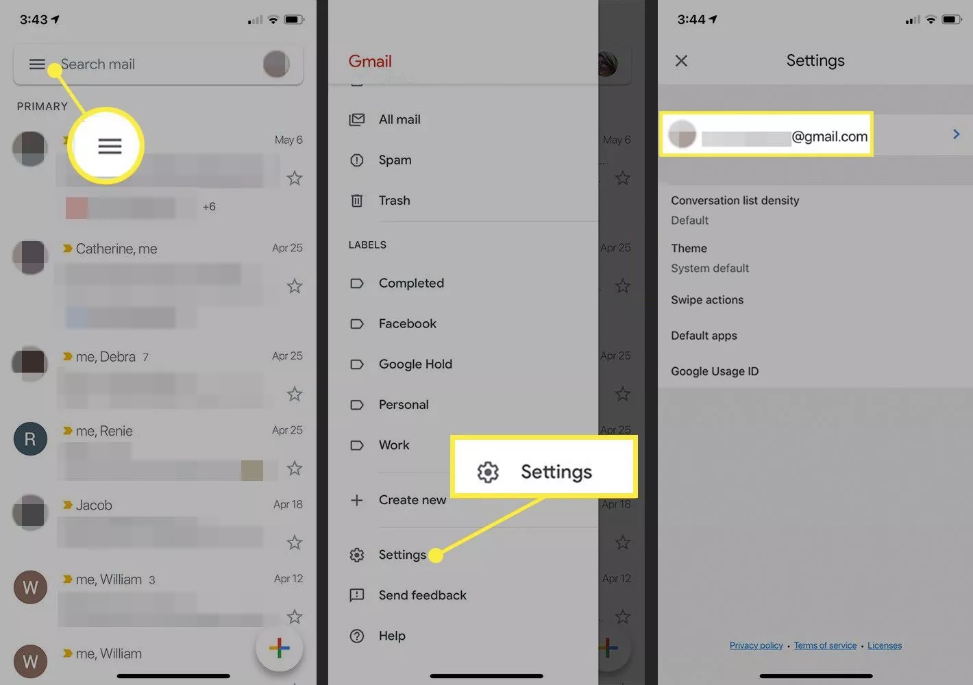 تغییر شماره تلفن Gmail 