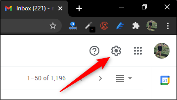 نماد چرخ دنده برای تنظیمات Gmail