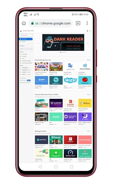 فروشگاه وب Google Chrome را باز کنید
