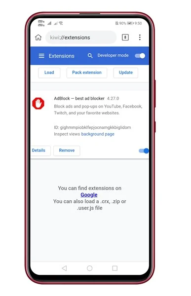 برنامه های افزودنی دسک تاپ Chrome در Android
