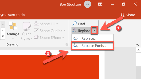 Replace Fonts در پاورپوینت