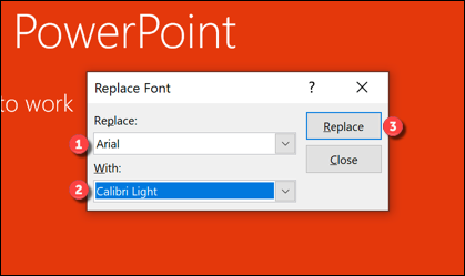 ابزار Replace Fonts در پاورپوینت