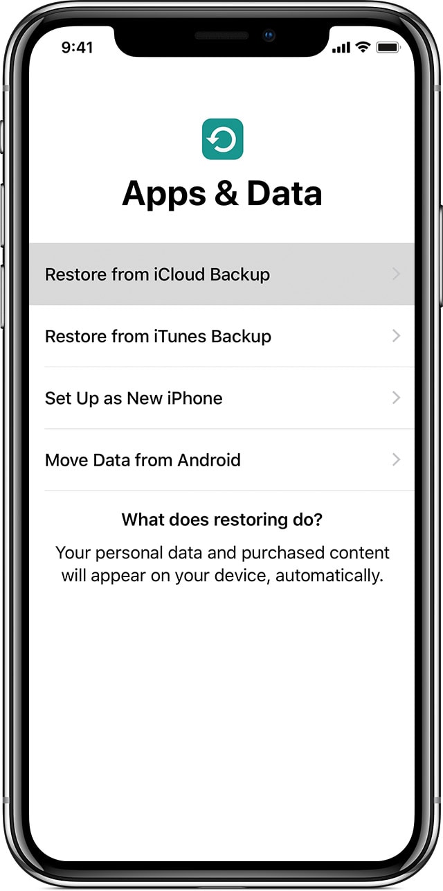 انتقال داده ها با استفاده از iCloud