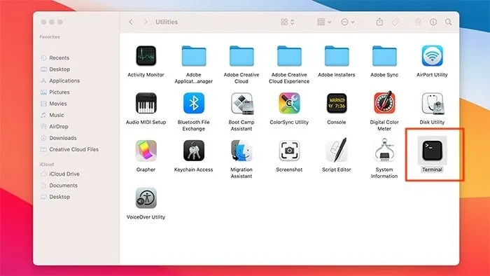 برنامه ترمینال Macos Open