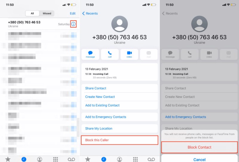 شماره تلفن را در iPhone مسدود کنید