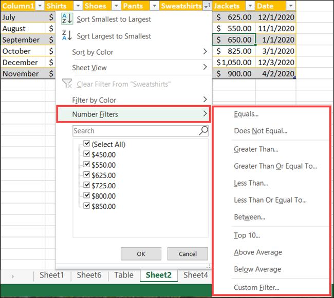ایجاد  جدول در Excel
