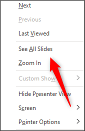 "See All Slides" را انتخاب کنید