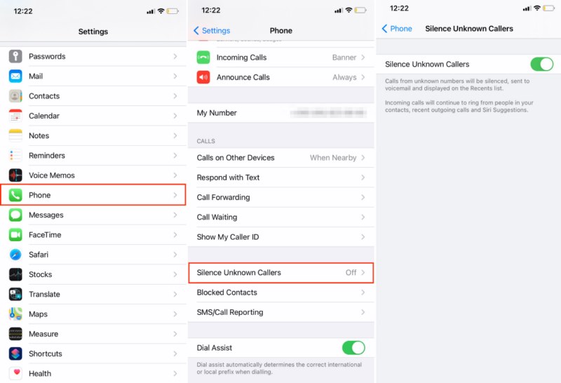 به Silence Unknown Callers  آیفون