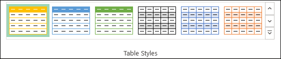 یک رنگ Table Style انتخاب کنید