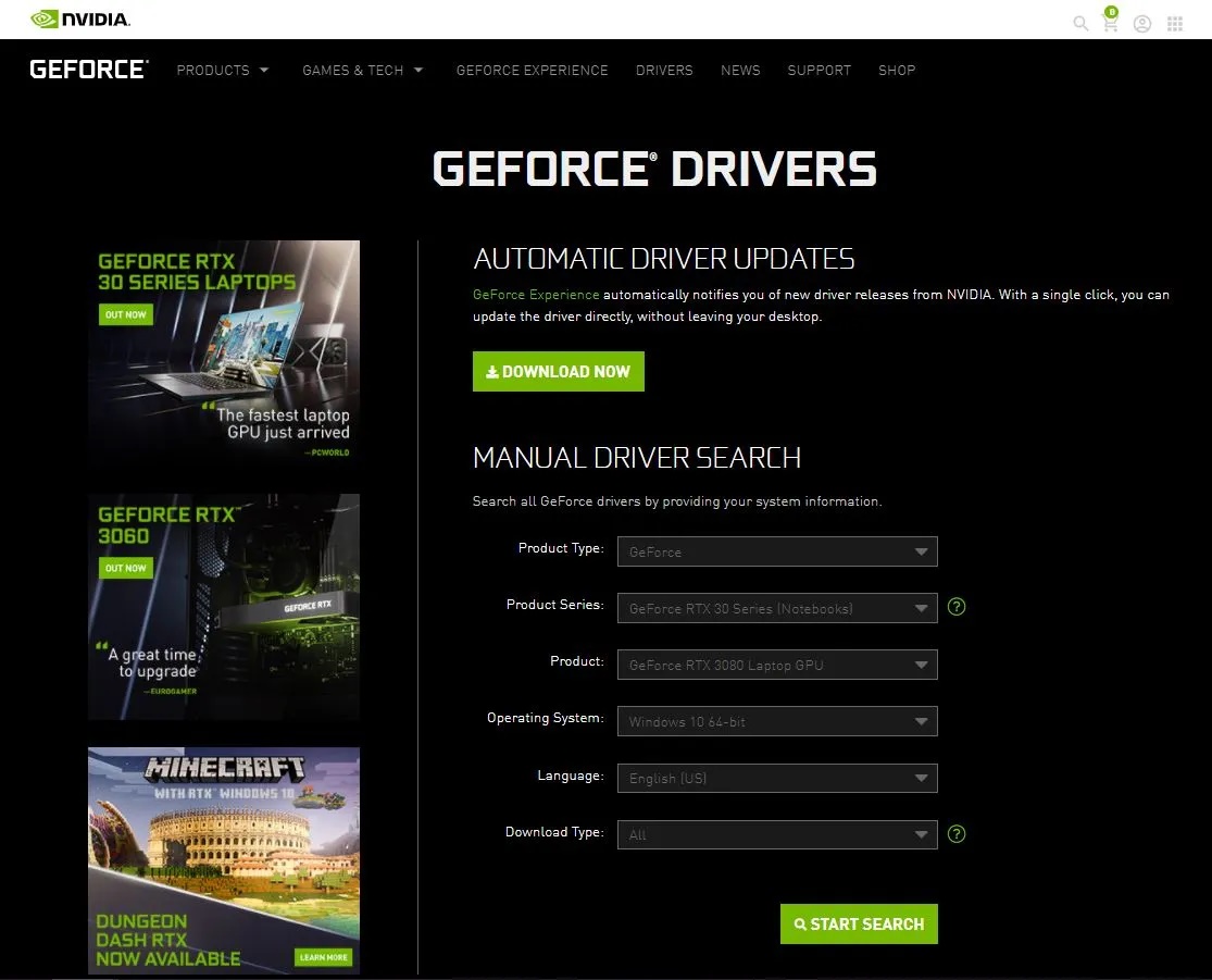 آپدیت درایورهای گرافیکی NVIDIA