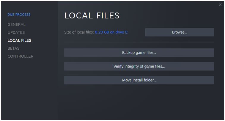 دکمه تأیید Steam Local Files