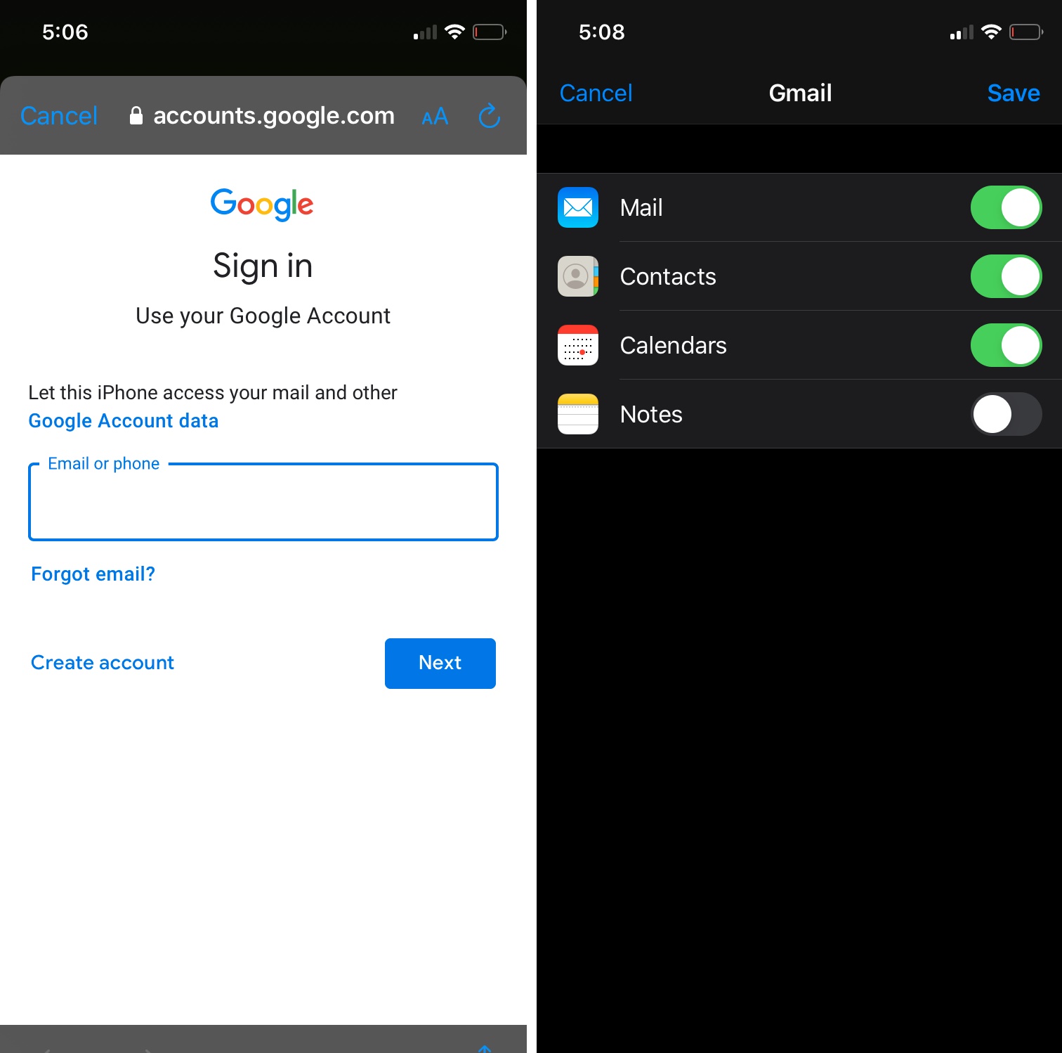 تنظیم Gmail در آیفون 