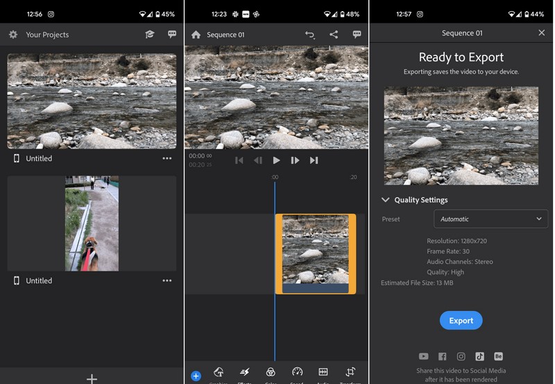 برنامه Adobe Premiere Rush اندروید