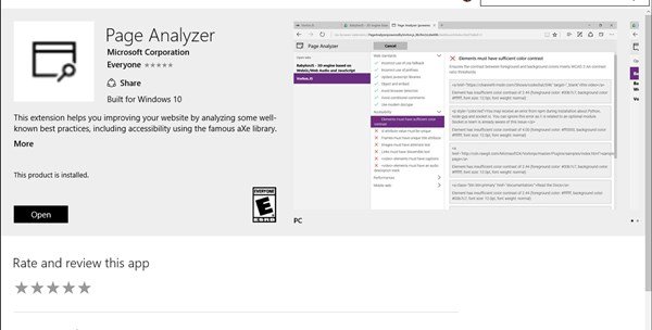 افزونه Page Analyzer