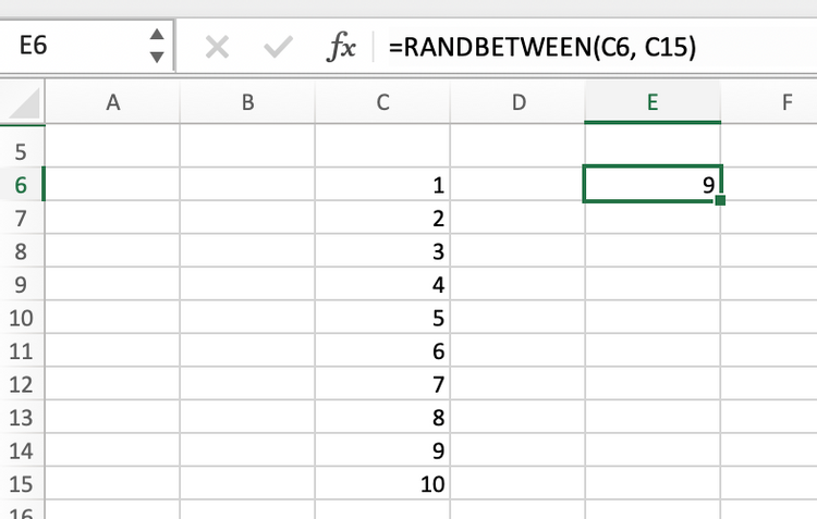 استفاده از عملکرد RANDBETWEEN 