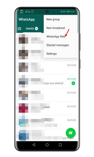 واتس اپ وب را باز کنید