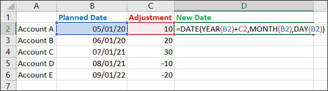 تفریق ماه در Excel