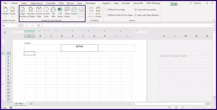 درج هدر و پاورقی در EXCEL
