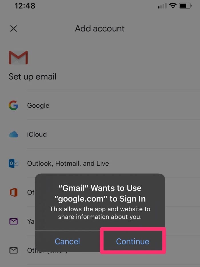 ورود به gmail با اندروید