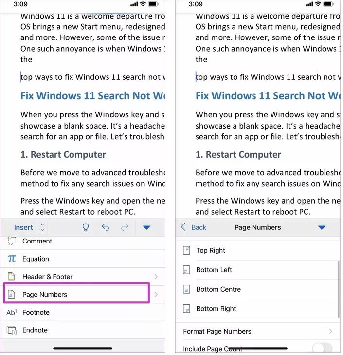 افزودن شماره صفحات در Microsoft Word