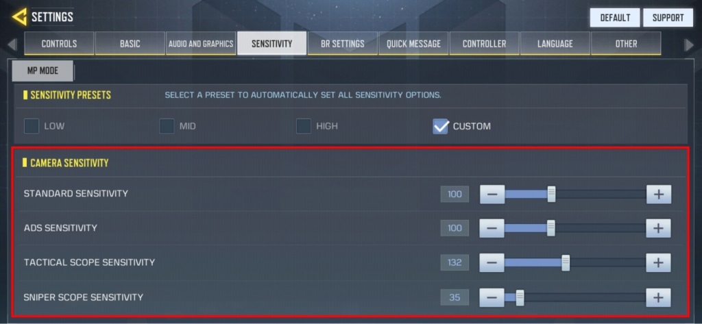 Call of Duty Mobile بهترین تنظیمات حساسیت