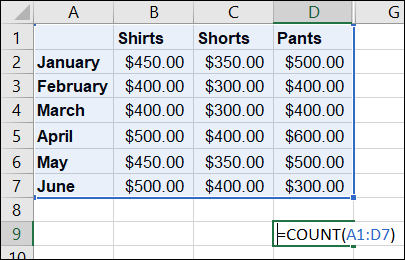 فرمول COUNT 