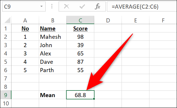 فرمول AVERAGE