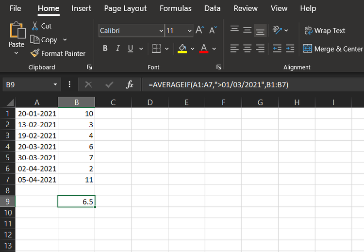 فرمول Excel AVERAGEIF