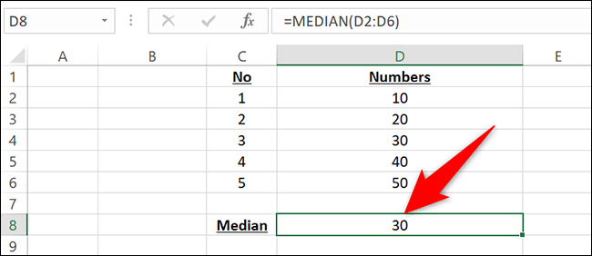تابع MEDIAN 