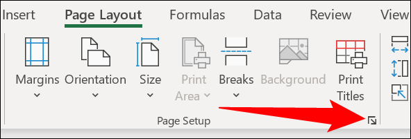 بخش "Page Setup"
