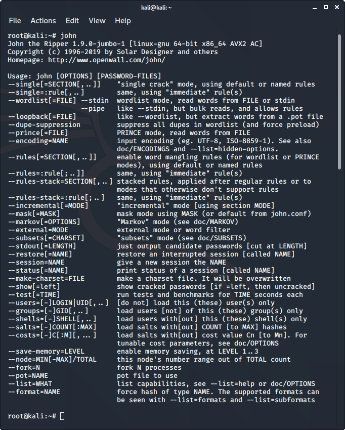  کرک رمز عبور در Kali Linux