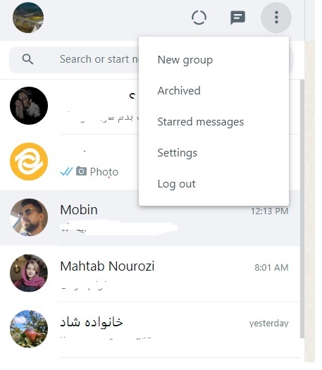 خروج از واتساپ وب