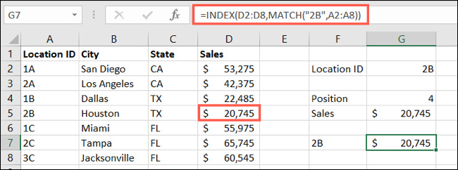 توابع جستجوی Excel