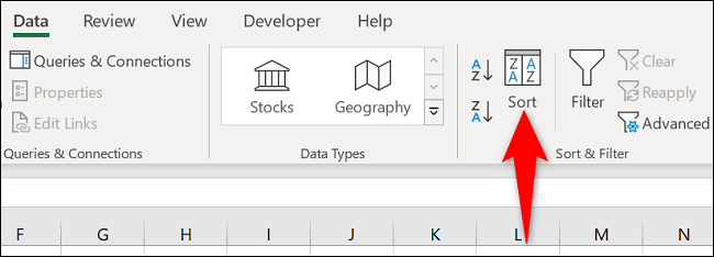 گزینه «Sort» 