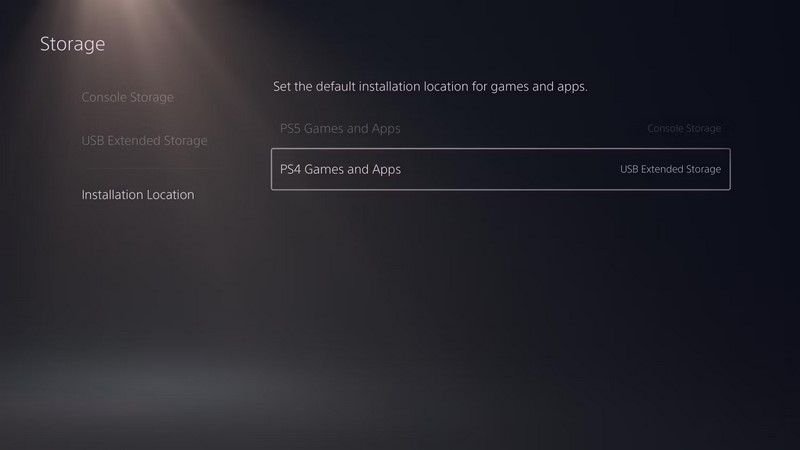 محل نصب پیش فرض PS5 