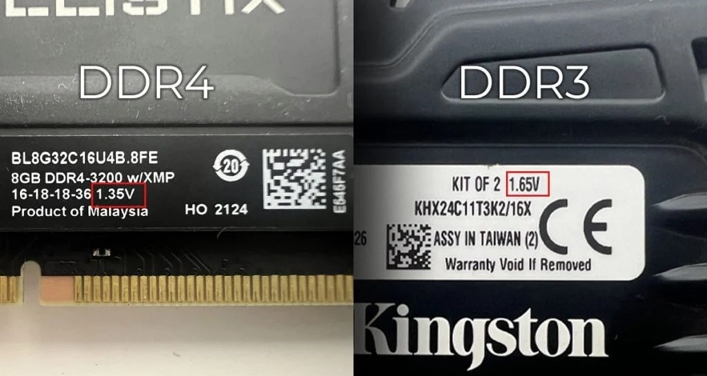 ولتاژ مورد نیاز ddr3 و ddr4
